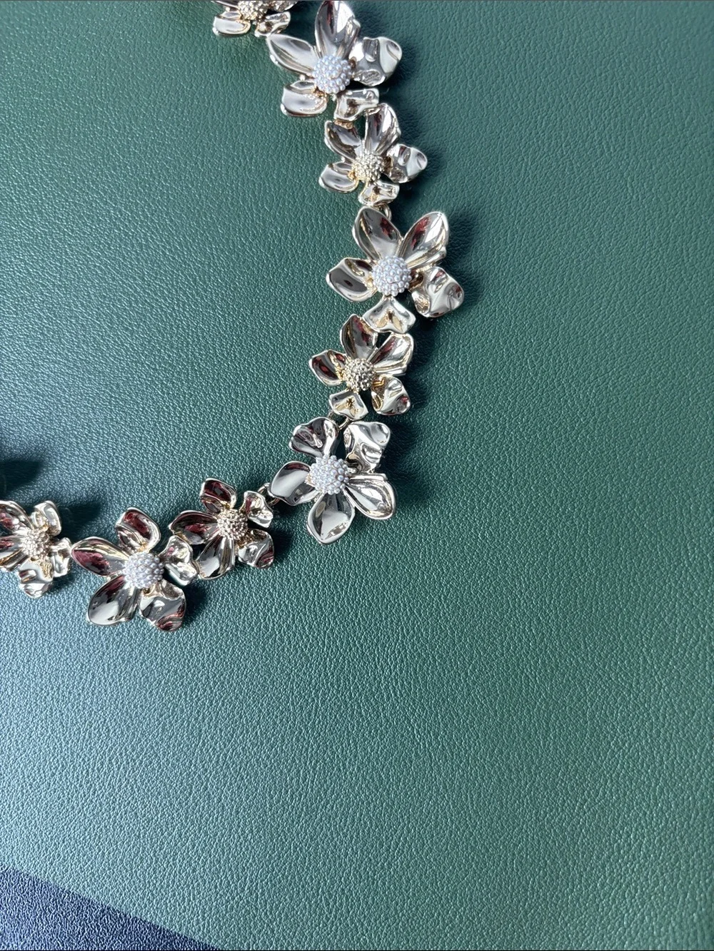 J. Crew Gold Floral Statement Necklace